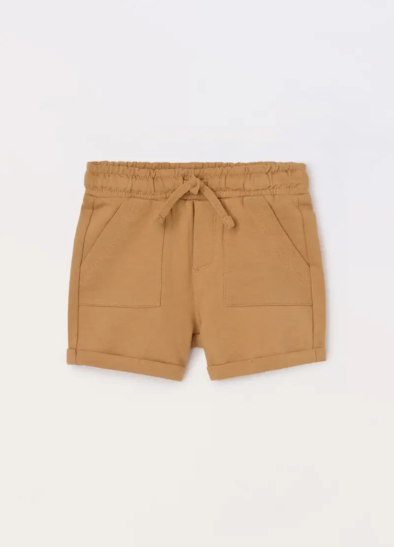 Blukids, Shorts In French Terry Di Puro Cotone Neonata, Bambino, Marrone chiaro, Taglia: 9-12