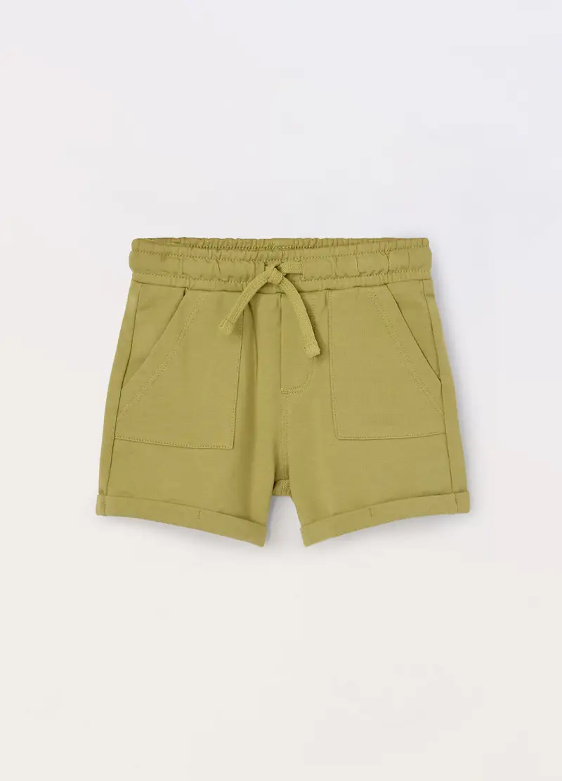 Blukids, Shorts In French Terry Di Puro Cotone Neonata, Bambino, Verde chiaro, Taglia: 9-12