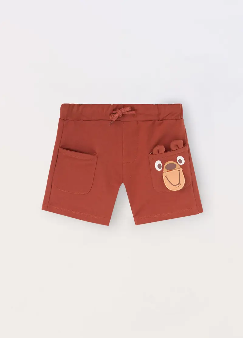 Blukids, Shorts In French Terry Di Puro Cotone Neonato, Bambino, Marrone cioccolato, Taglia: 9-12