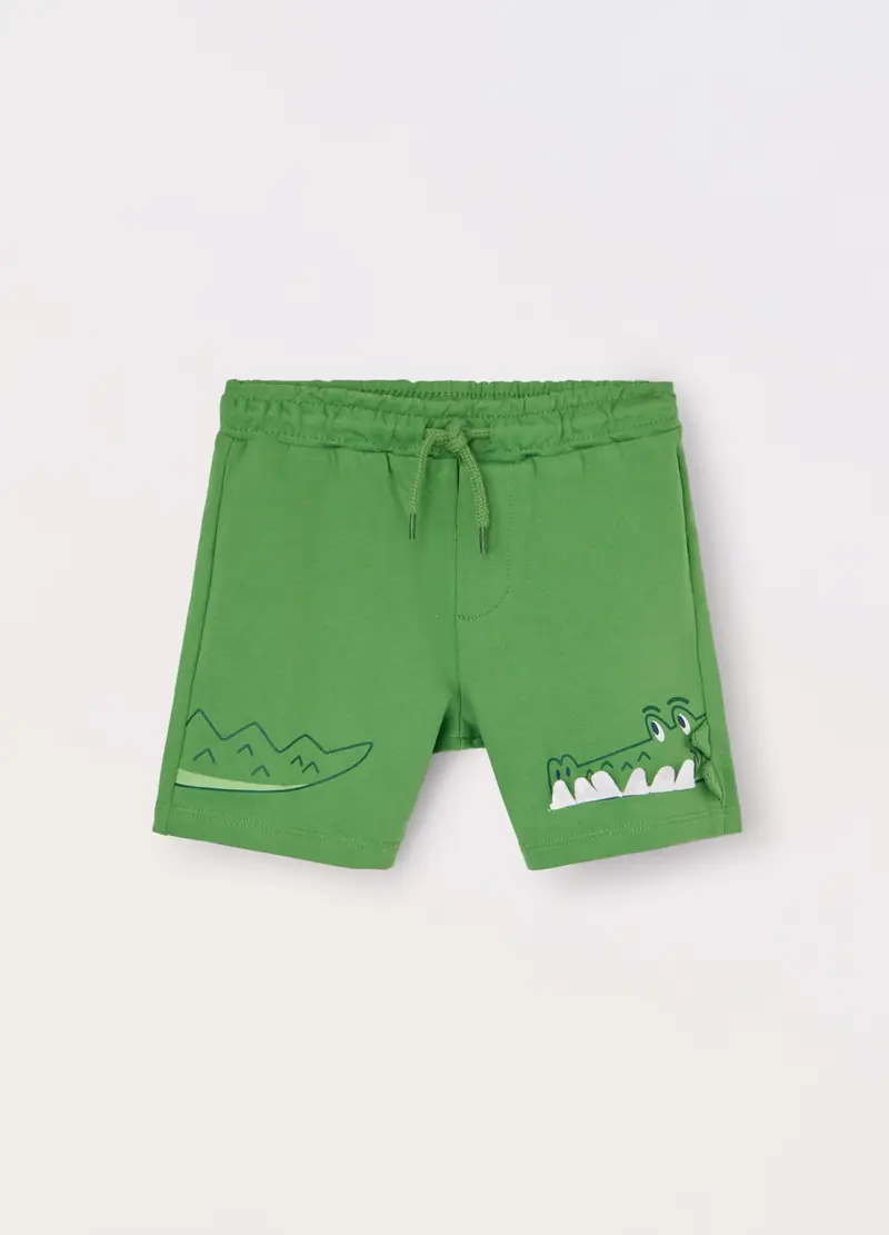 Blukids, Shorts In French Terry Di Puro Cotone Neonato, Bambino, Verde foglia, Taglia: 9-12