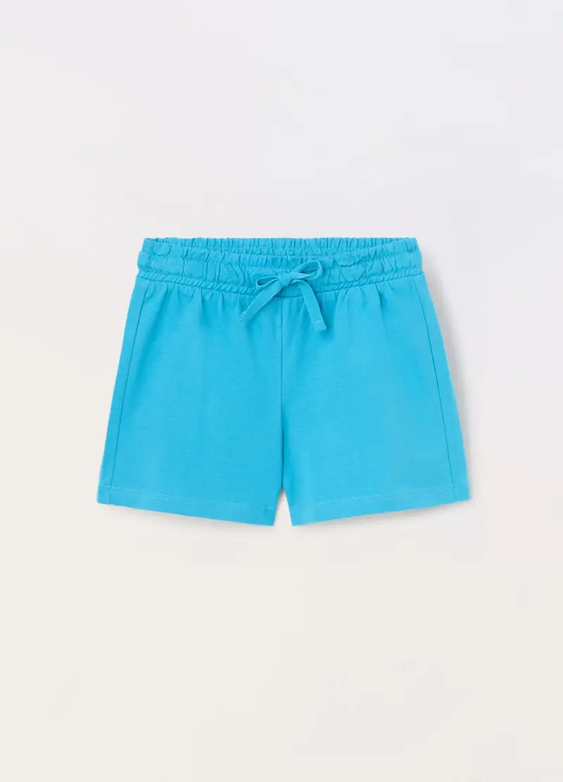 Shorts In French Terry Di Puro Cotone Ragazza, Bambina, Azzurro cielo