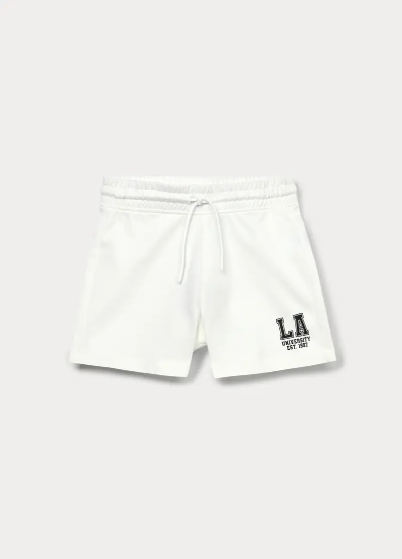 Shorts In French Terry Di Puro Cotone Ragazza, Bambina, Bianco gesso