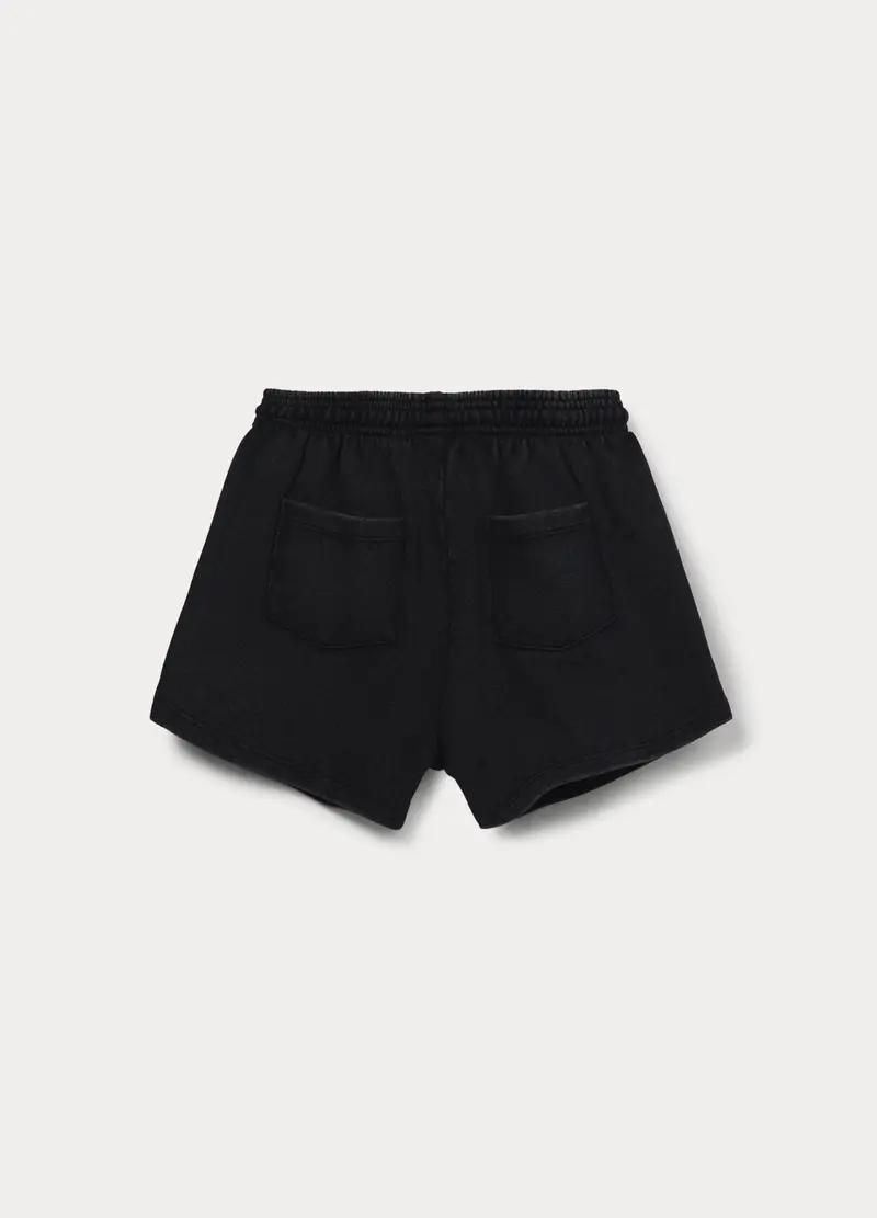 Shorts In French Terry Di Puro Cotone Ragazza, Bambina, Nero stampa 1 miniatura 2