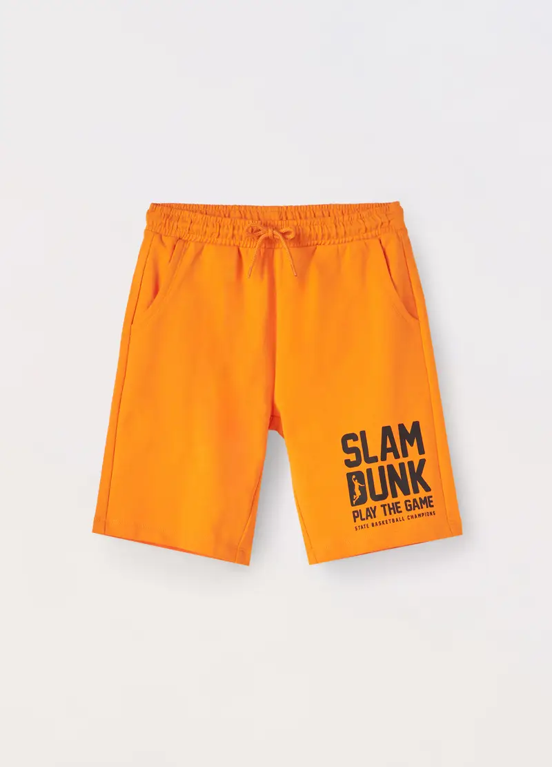 Blukids, Shorts In French Terry Di Puro Cotone Ragazzo, Bambino, Arancione papaya, Taglia: 9-10