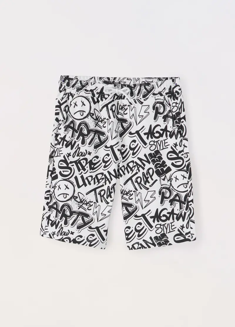 Blukids, Shorts In French Terry Di Puro Cotone Ragazzo, Bambino, Bianco, Taglia: 9-10