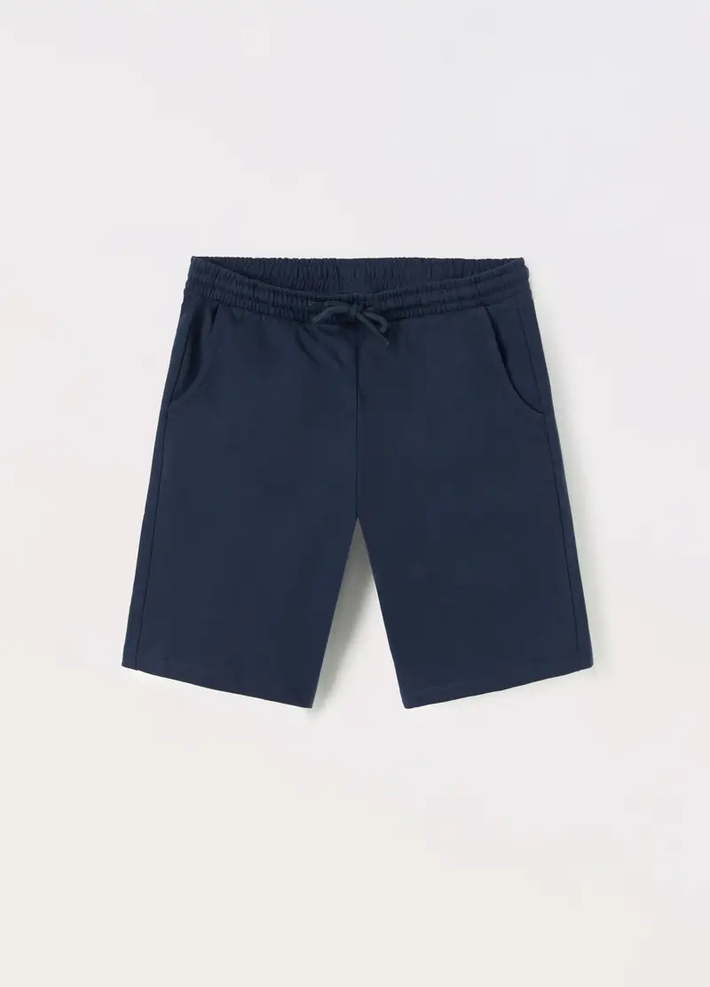 Blukids, Shorts In French Terry Di Puro Cotone Ragazzo, Bambino, Blu scuro, Taglia: 11-12