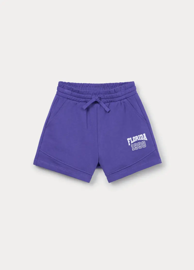 Shorts In French Terry Misto Cotone Ragazza, Bambina, Viola scuro