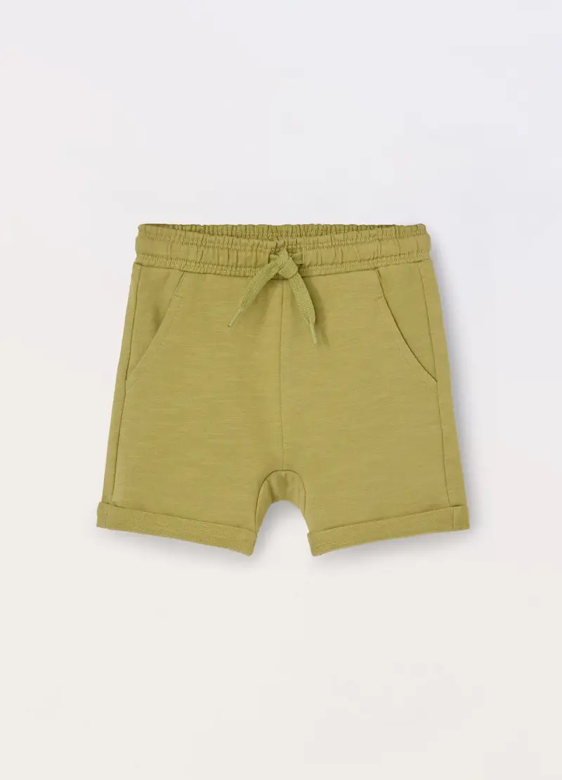 Blukids, Shorts In French Terry Slub Neonato, Bambino, Verde oliva, Taglia: 9-12