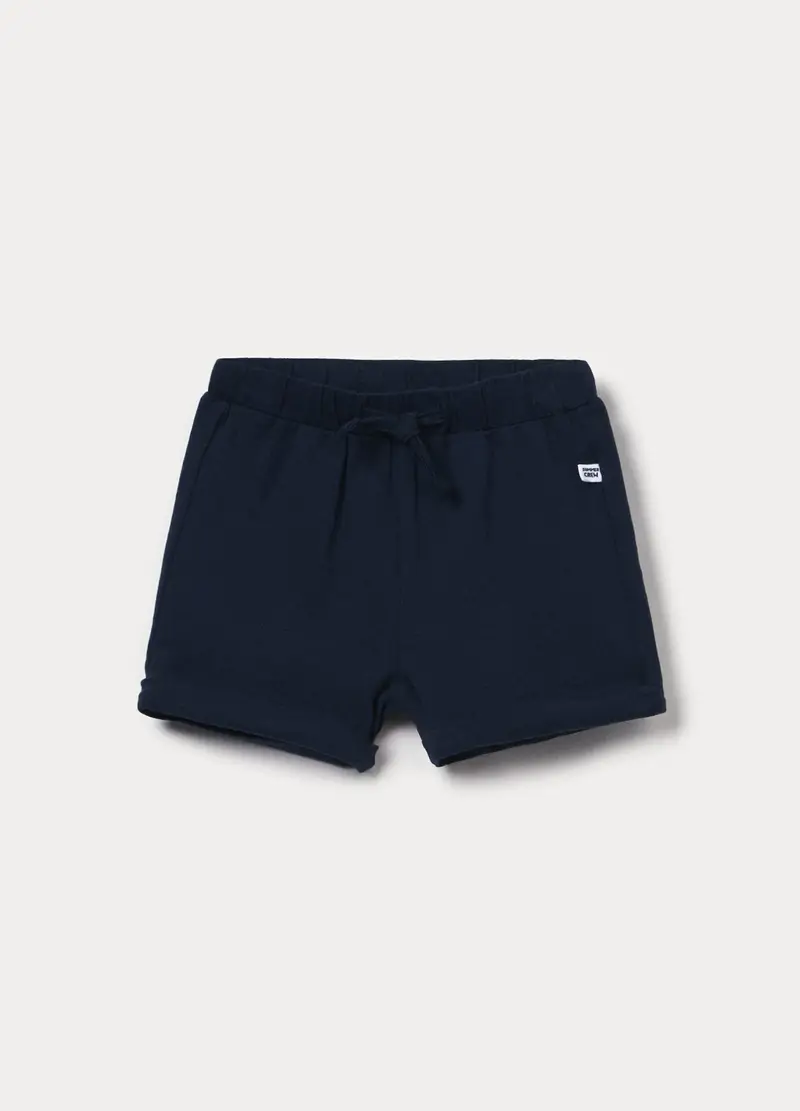 Shorts In Jersey Di Cotone Stretch Neonato, Blu navy