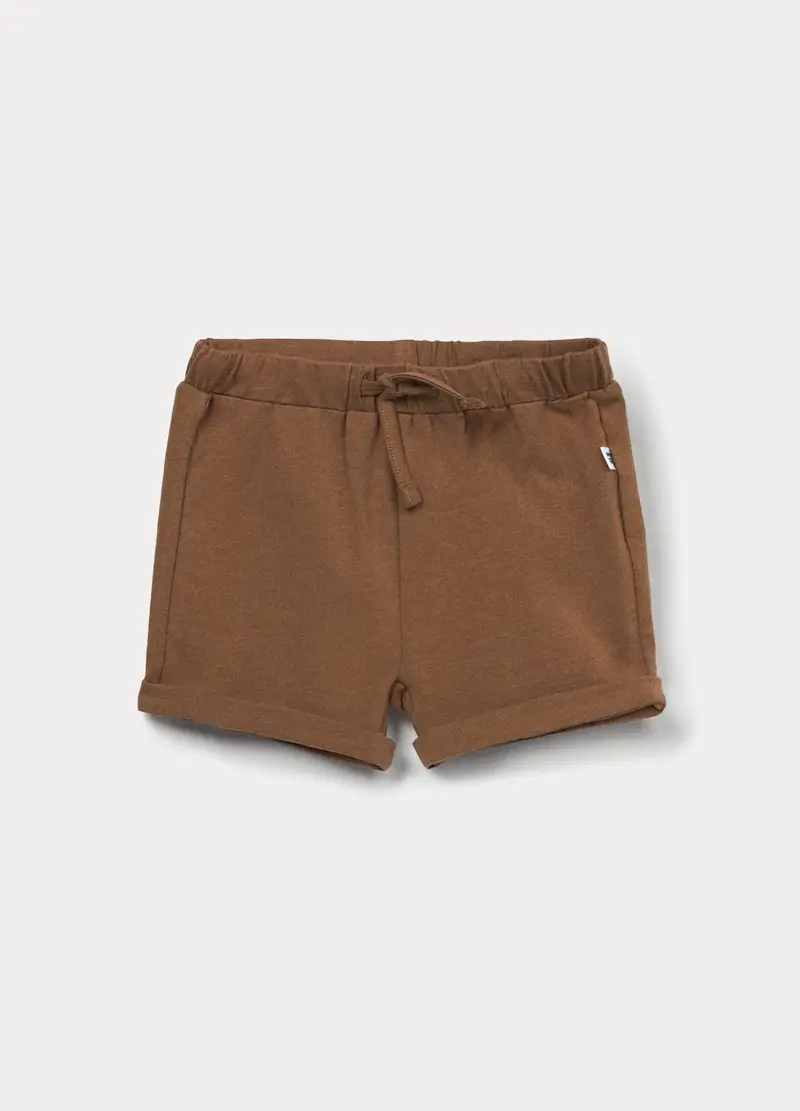 Shorts In Jersey Di Cotone Stretch Neonato, Marrone cioccolato