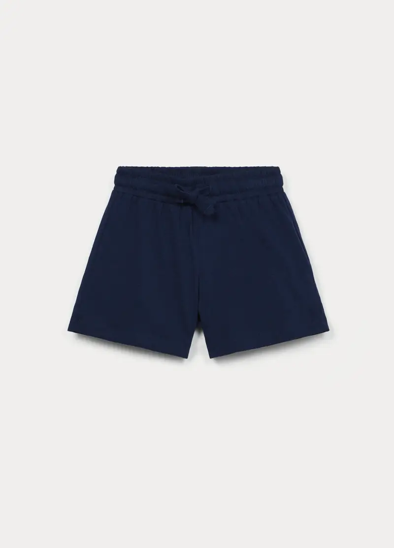 Shorts In Jersey Di Puro Cotone Bambina, Blu scuro