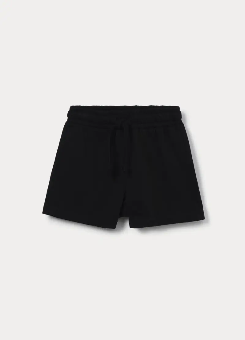 Shorts In Jersey Di Puro Cotone Bambina, Nero