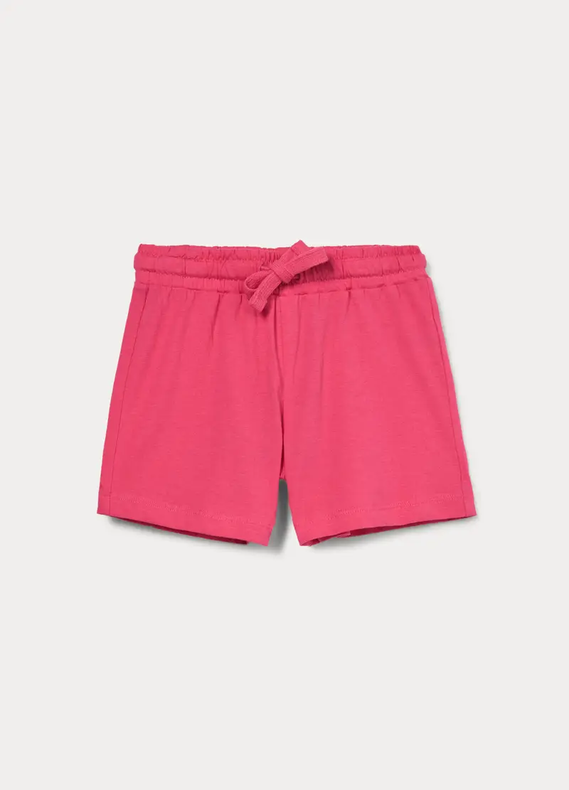 Shorts In Jersey Di Puro Cotone Bambina, Rosa fuxia