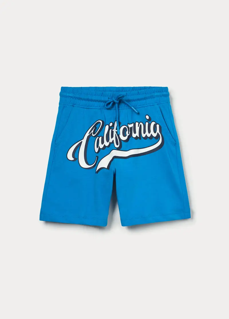 Shorts In Jersey Di Puro Cotone Bambino, Azzurro cielo