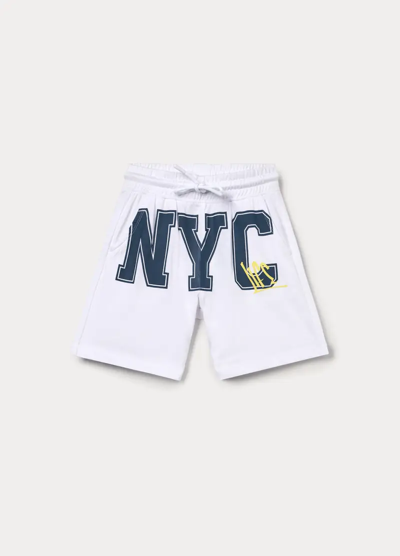 Shorts In Jersey Di Puro Cotone Bambino, Bianco