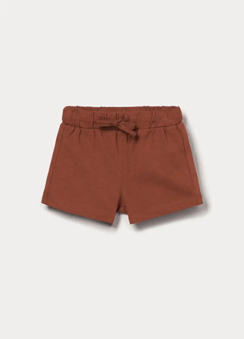 Shorts In Jersey Di Puro Cotone Bimba, Bambina, Marrone cioccolato