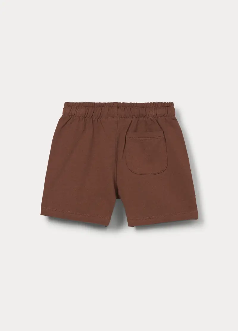 Shorts In Jersey Di Puro Cotone Bimbo, Bambino, Marrone cioccolato miniatura 2
