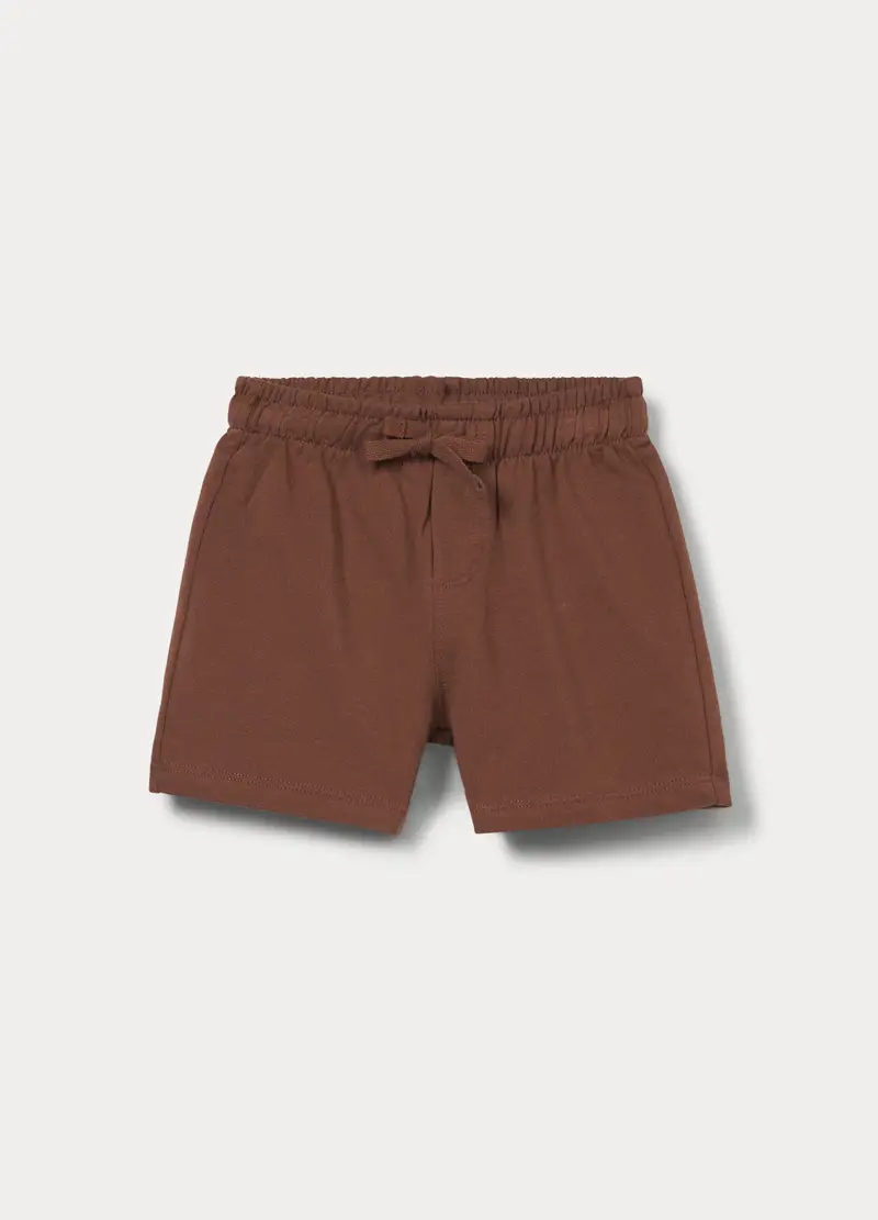Shorts In Jersey Di Puro Cotone Bimbo, Bambino, Marrone cioccolato