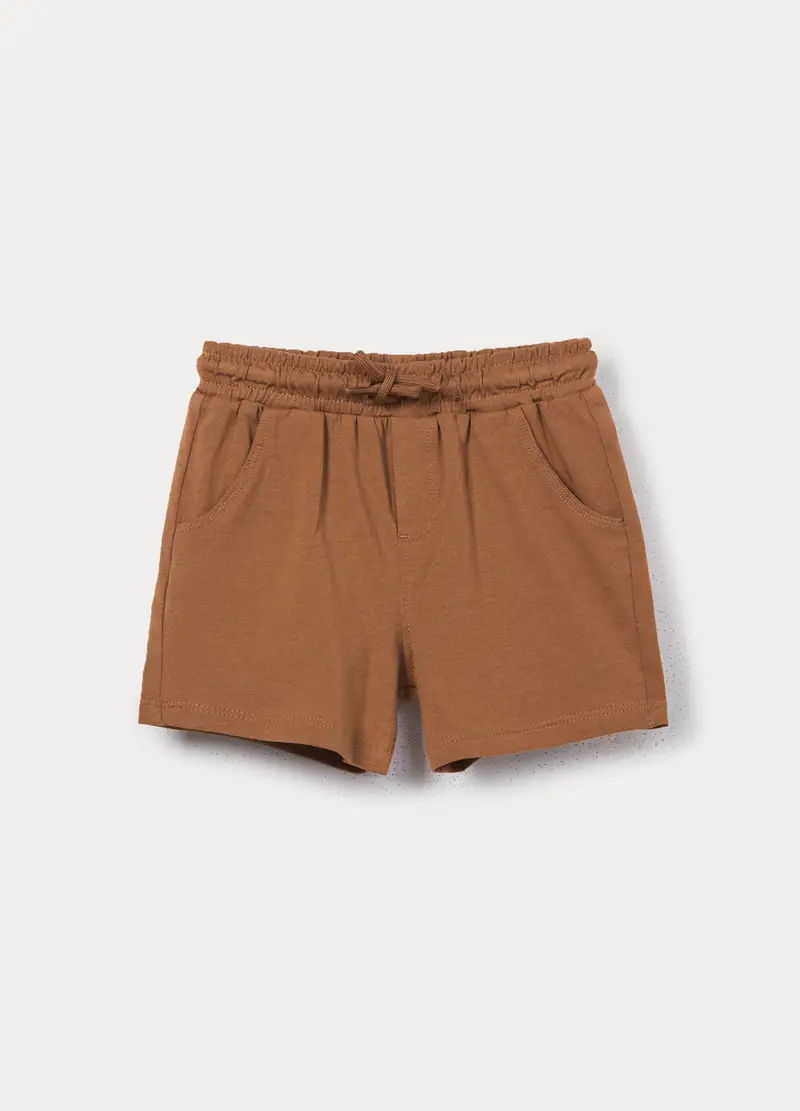 Shorts In Jersey Di Puro Cotone Bimbo, Bambino, Marrone cioccolato