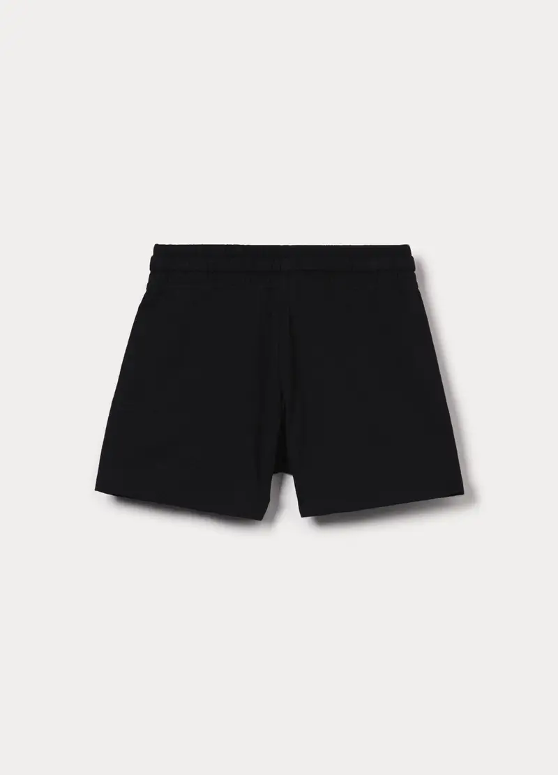 Shorts In Jersey Di Puro Cotone Ragazza, Bambina, Nero miniatura 2