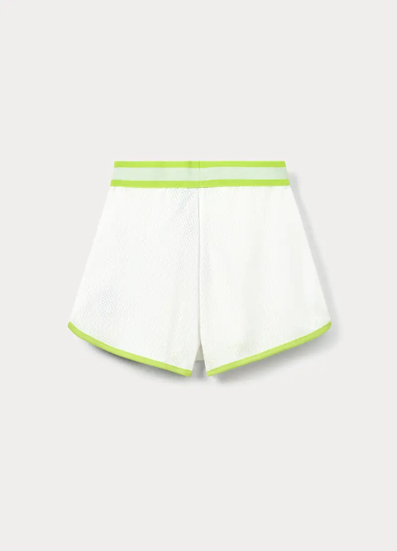 Shorts In Mesh Con Stampa Ragazza, Bambina, Bianco/Verde miniatura 2