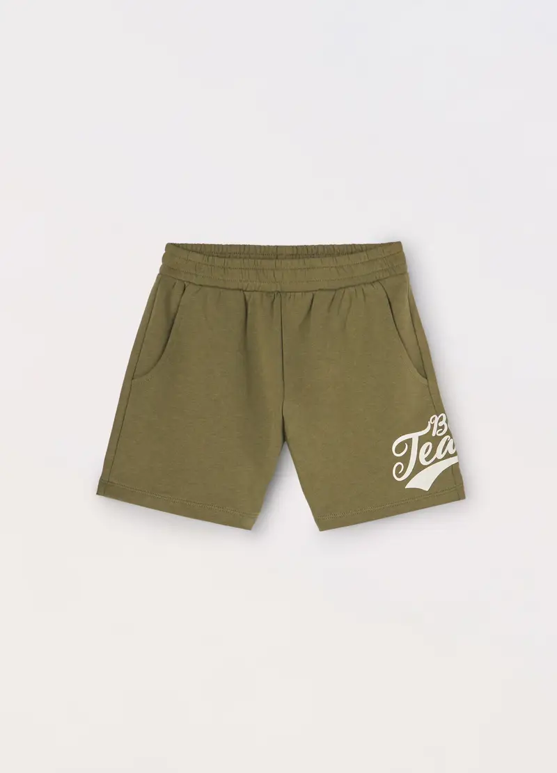 Blukids, Shorts In Misto Cotone Ragazza, Bambina, Verde oliva, Taglia: 9-10