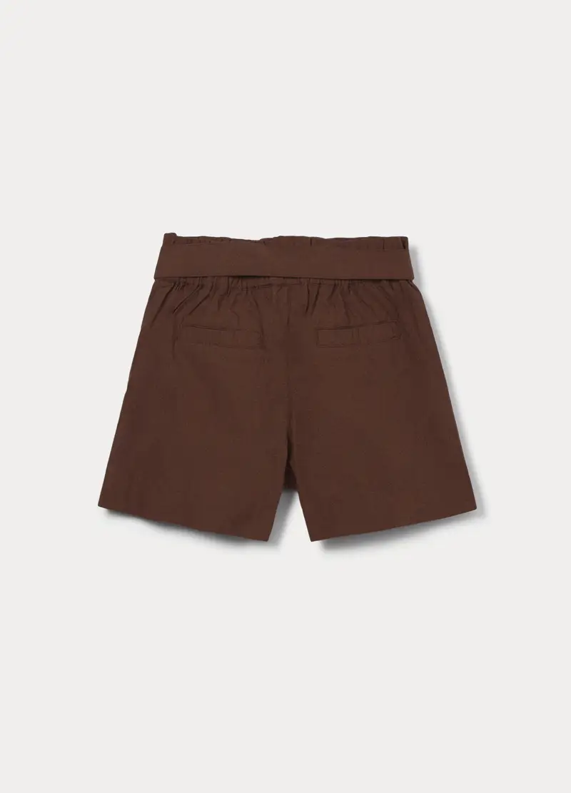 Shorts In Popeline Di Puro Cotone Bambina, Marrone cioccolato miniatura 2