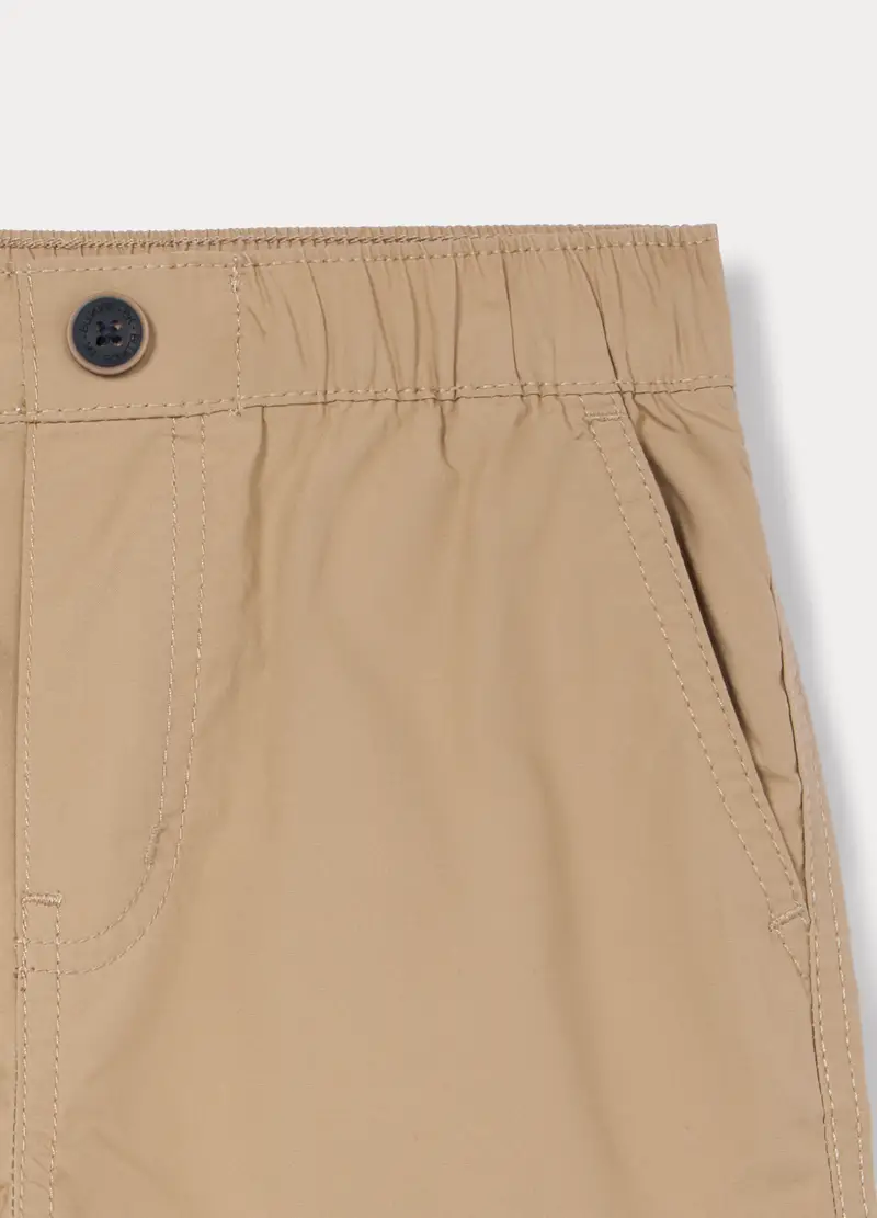 Shorts In Popeline Di Puro Cotone Bambino, Beige chiaro miniatura 3