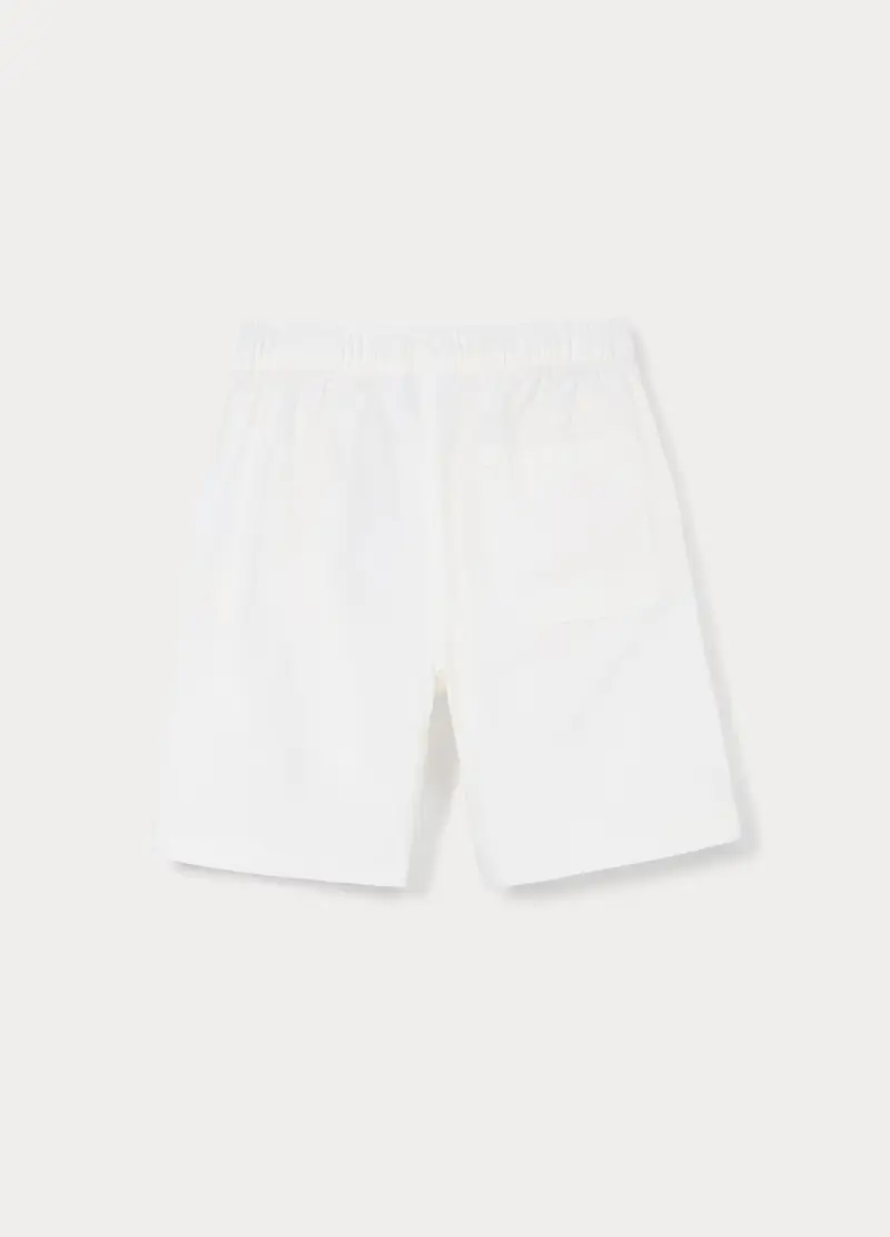 Shorts In Popeline Di Puro Cotone Bambino, Bianco gesso miniatura 2