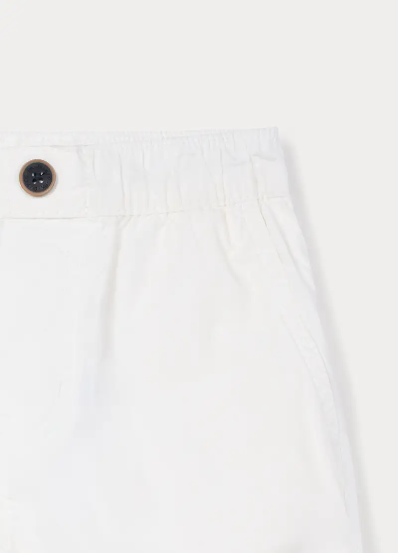 Shorts In Popeline Di Puro Cotone Bambino, Bianco gesso miniatura 3