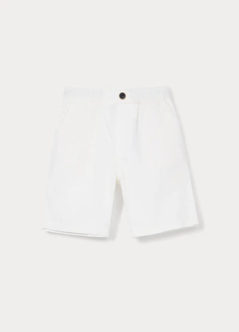 Shorts In Popeline Di Puro Cotone Bambino, Bianco gesso