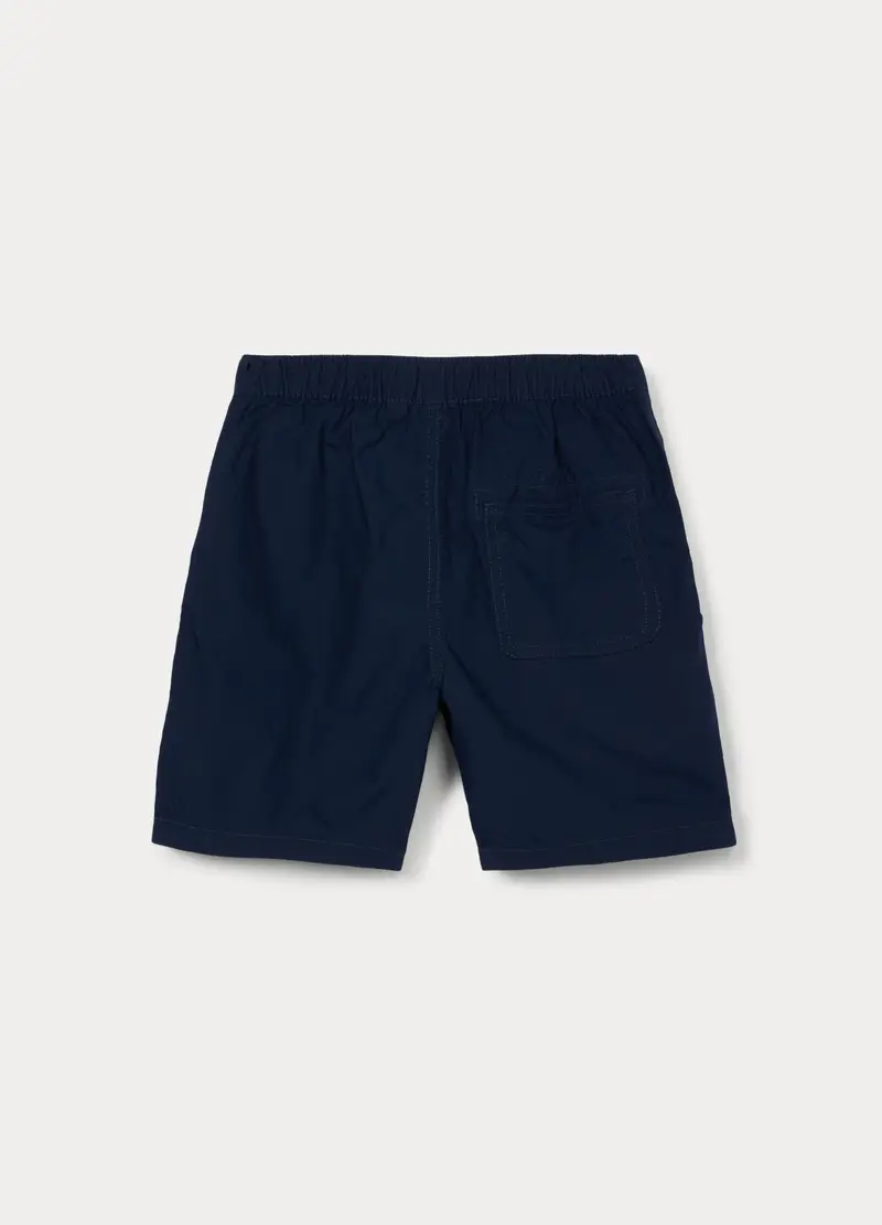 Shorts In Popeline Di Puro Cotone Bambino, Blu scuro miniatura 2