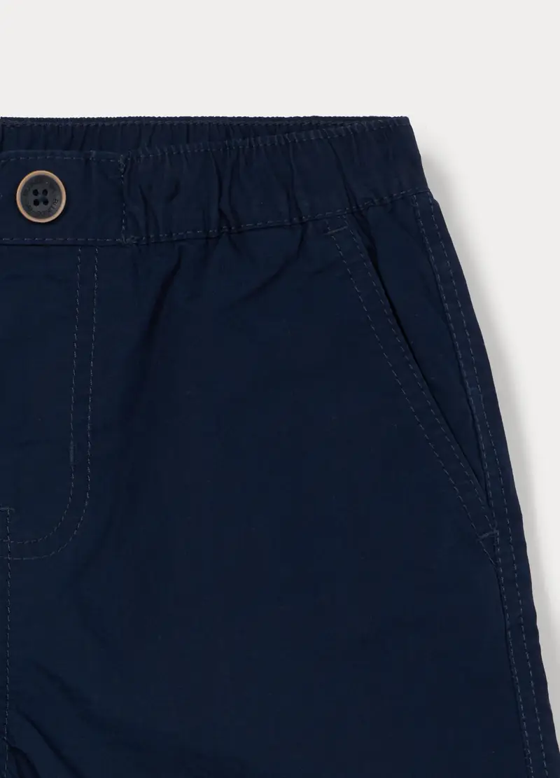 Shorts In Popeline Di Puro Cotone Bambino, Blu scuro miniatura 3