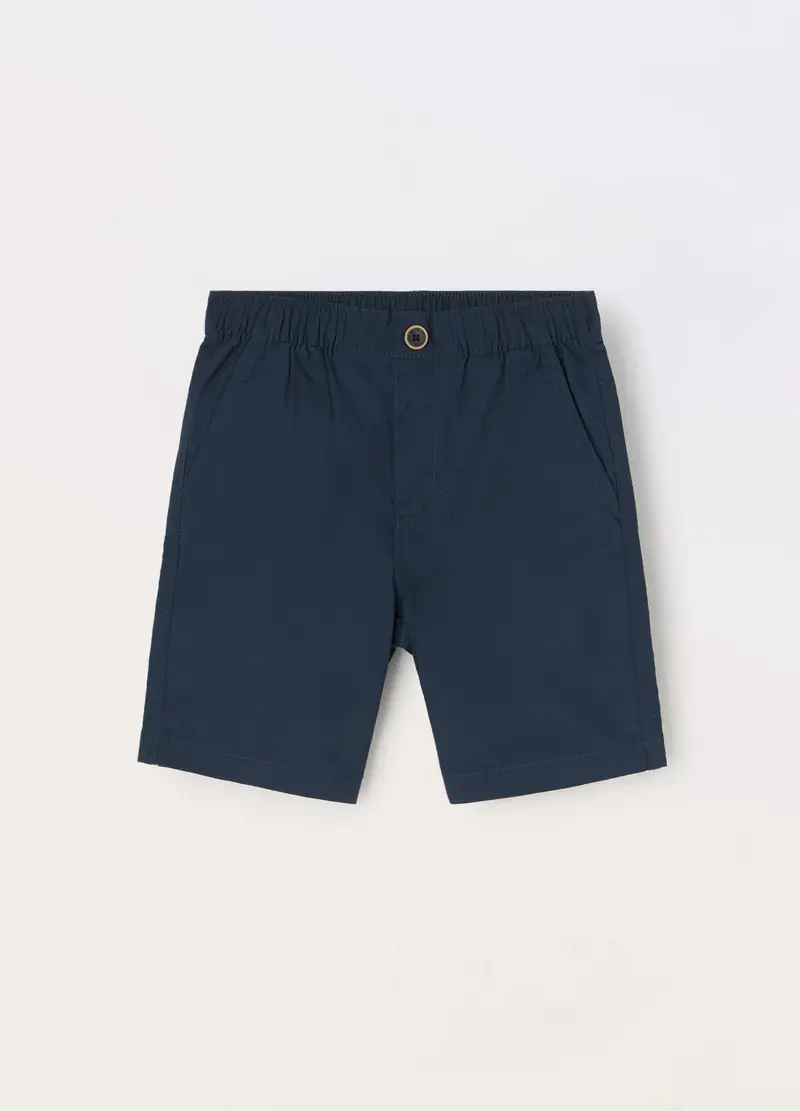 Blukids, Shorts In Popeline Di Puro Cotone Bambino, Blu scuro, Taglia: 3-4