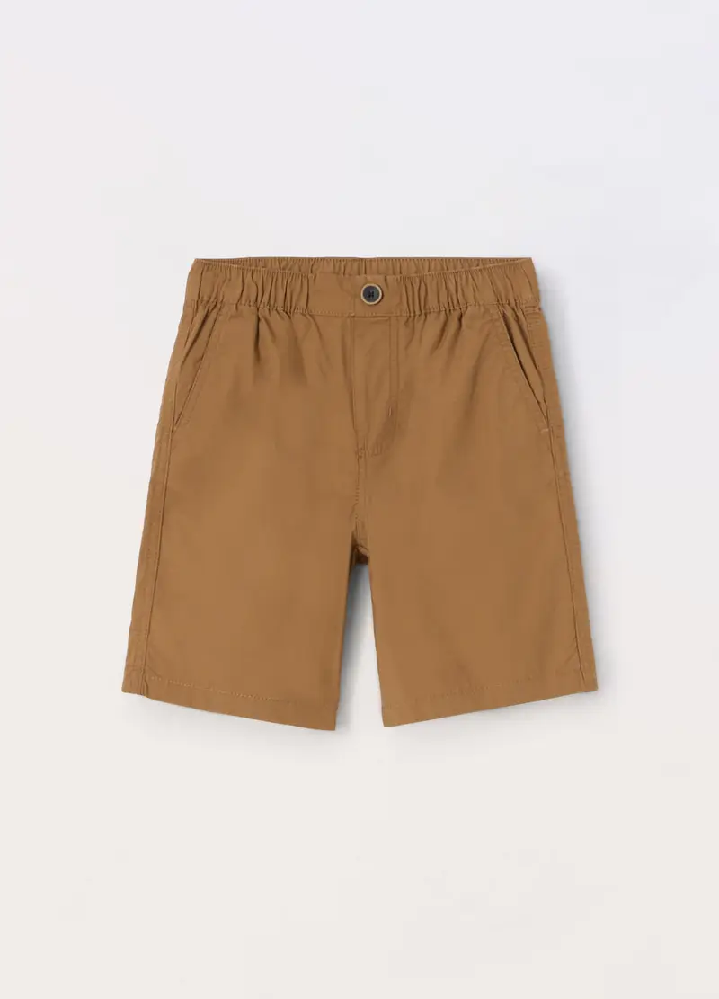 Blukids, Shorts In Popeline Di Puro Cotone Bambino, Marrone antilope, Taglia: 3-4