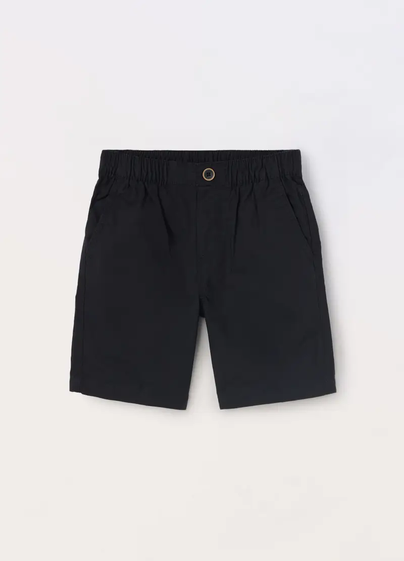 Shorts In Popeline Di Puro Cotone Bambino, Nero