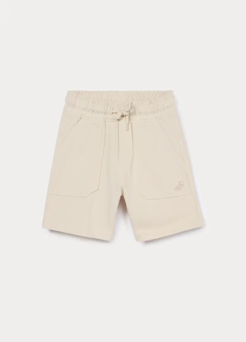 Shorts In Puro Cotone Piquet Bambino, Beige chiaro
