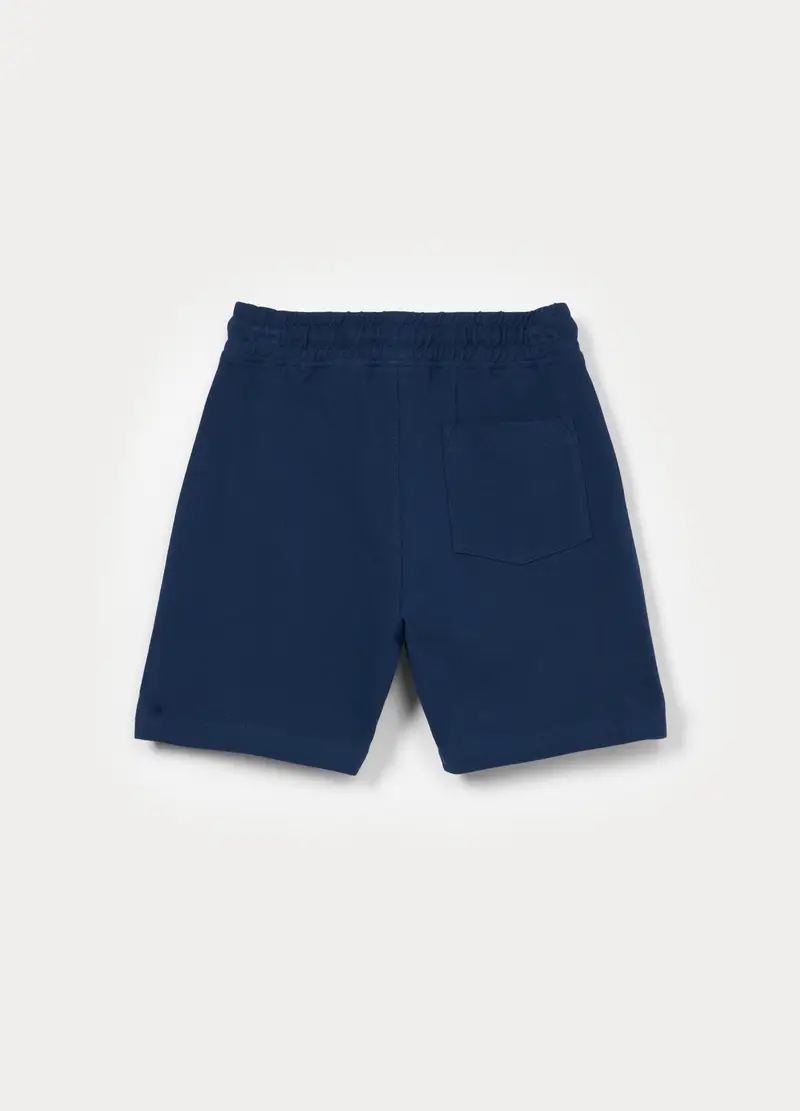 Shorts In Puro Cotone Piquet Bambino, Blu scuro miniatura 2