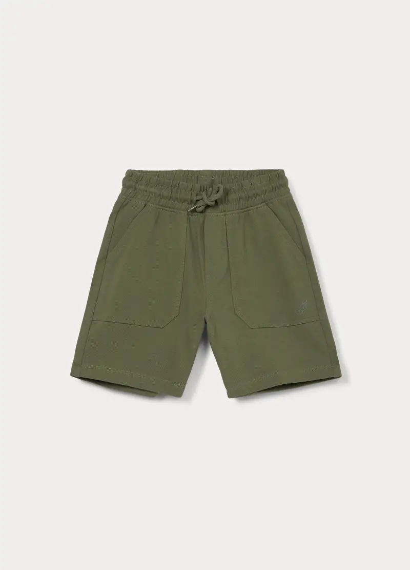 Shorts In Puro Cotone Piquet Bambino, Verde oliva