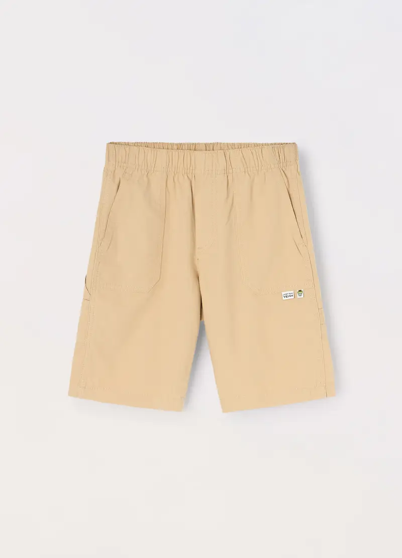 Blukids, Shorts In Puro Cotone Rip-stop Ragazzo, Bambino, Beige scuro, Taglia: 10-11