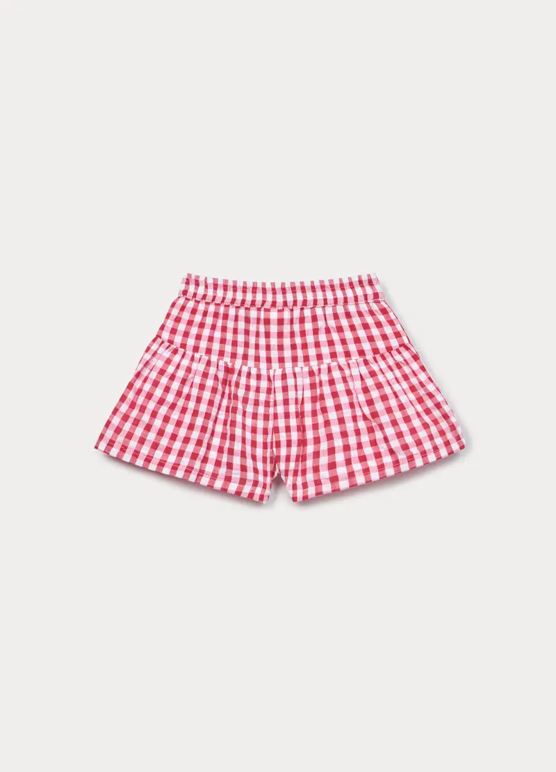 Shorts In Puro Cotone Seersucker Bimba, Bambina, Bianco/Rosso miniatura 2