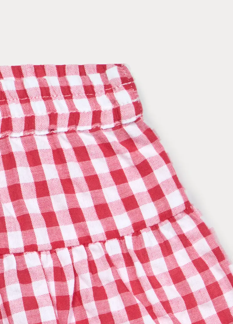 Shorts In Puro Cotone Seersucker Bimba, Bambina, Bianco/Rosso miniatura 3