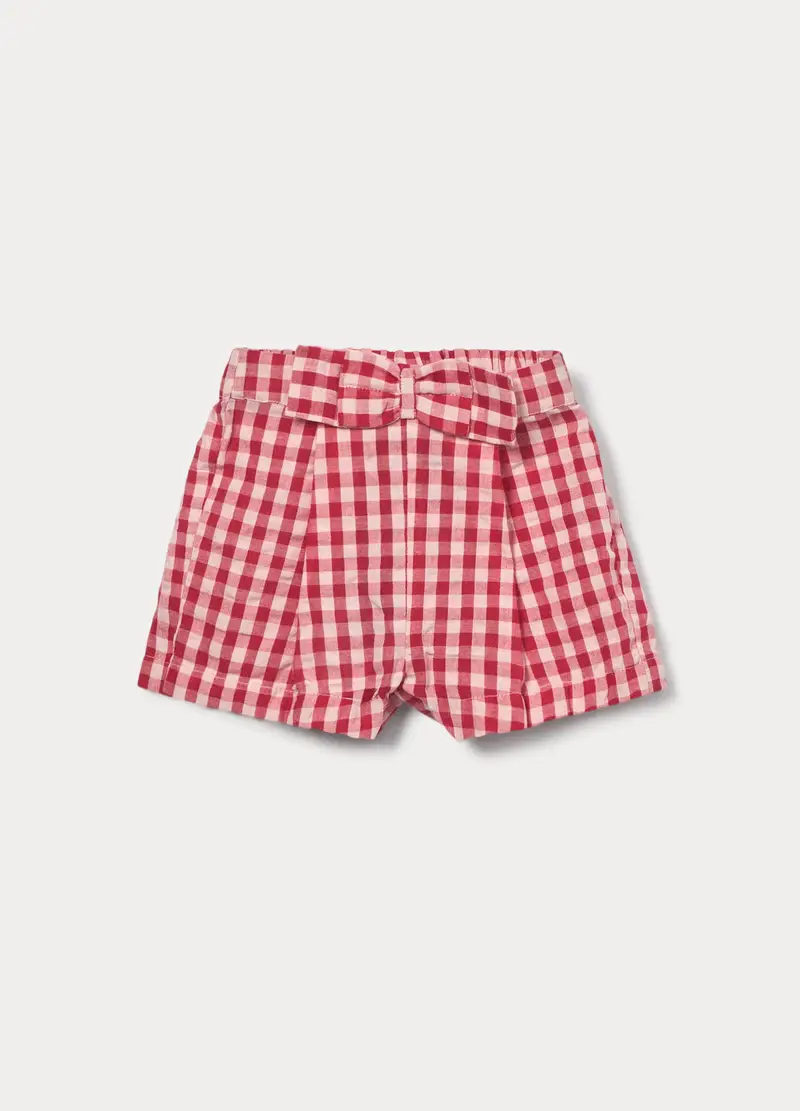 Shorts In Puro Cotone Seersucker Bimba, Bambina, Rosso
