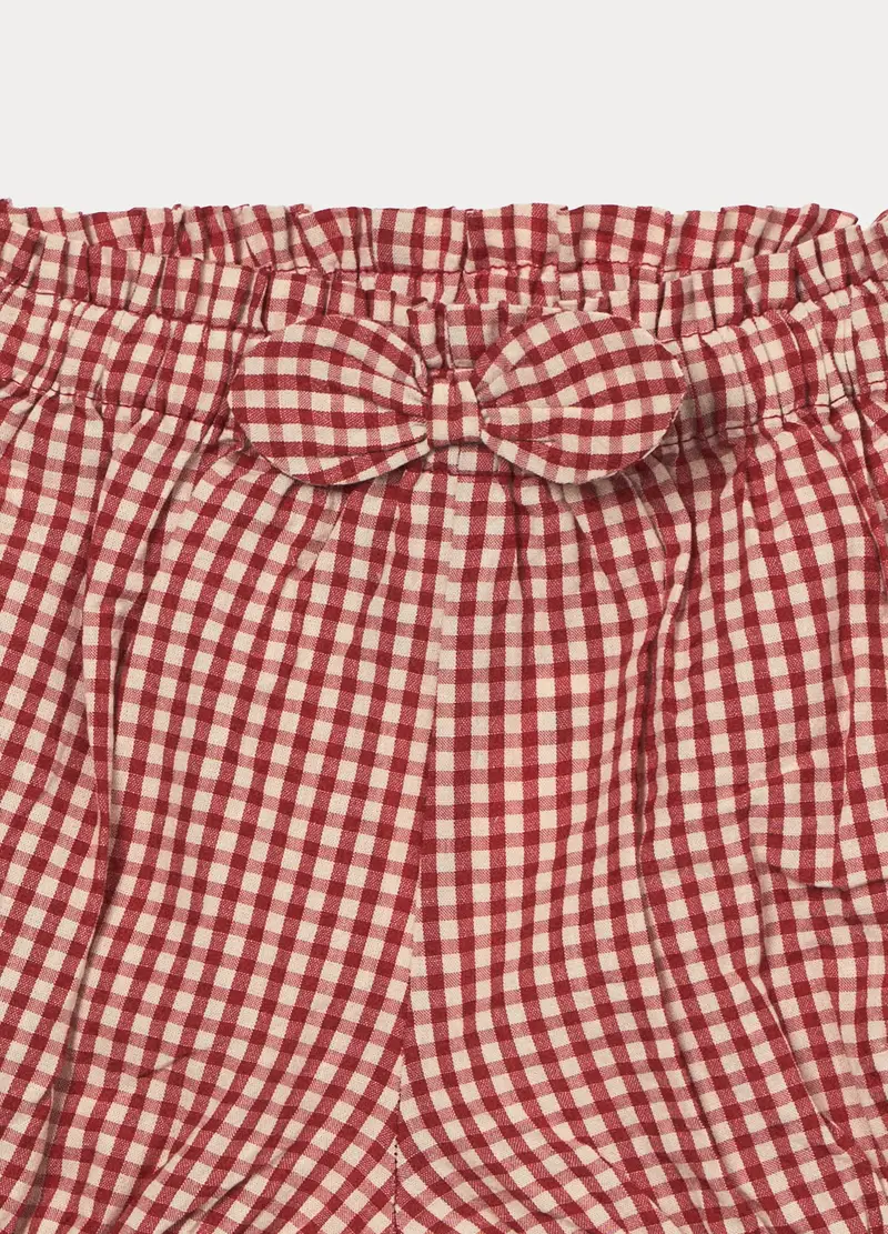 Shorts In Puro Cotone Seersucker Neonata, Bianco/Rosso miniatura 3