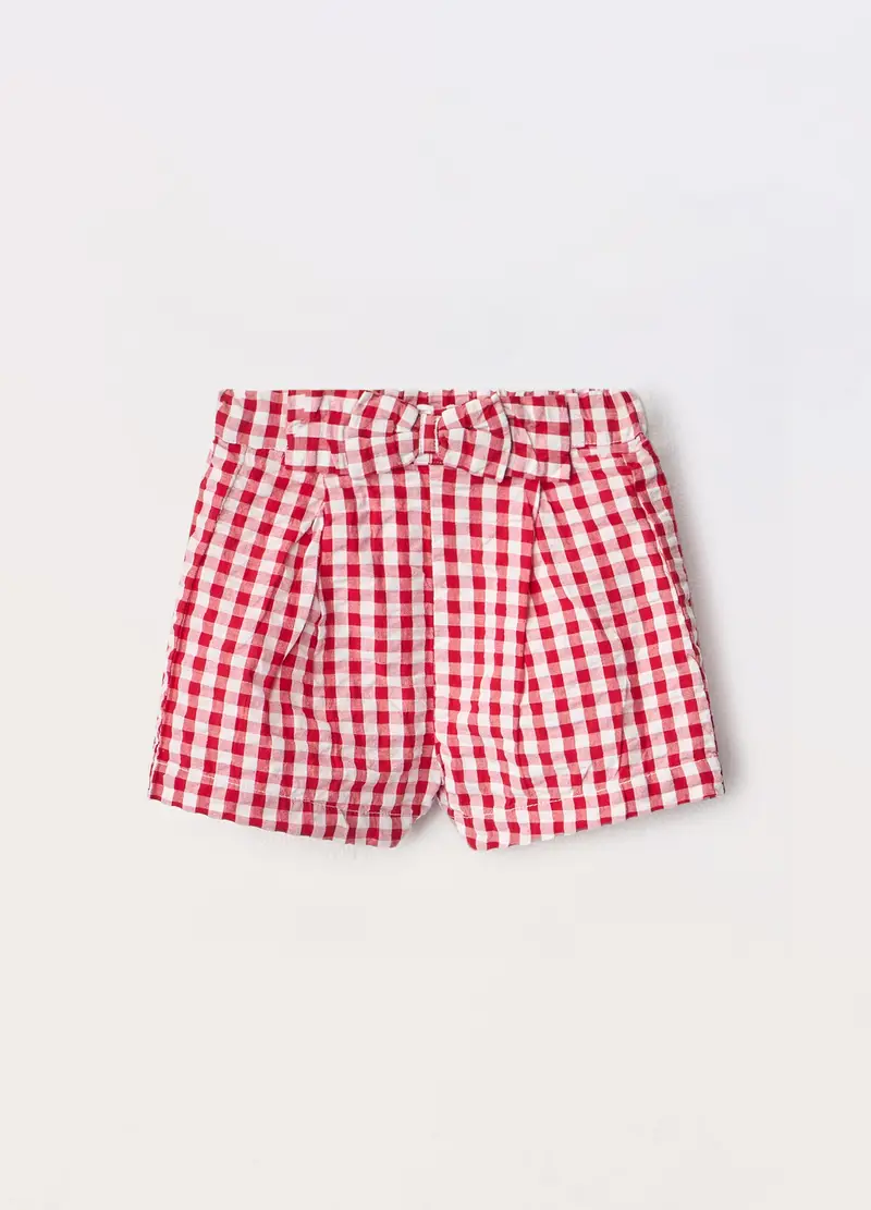 Shorts In Puro Cotone Seersucker Neonato, Bambina, Bianco