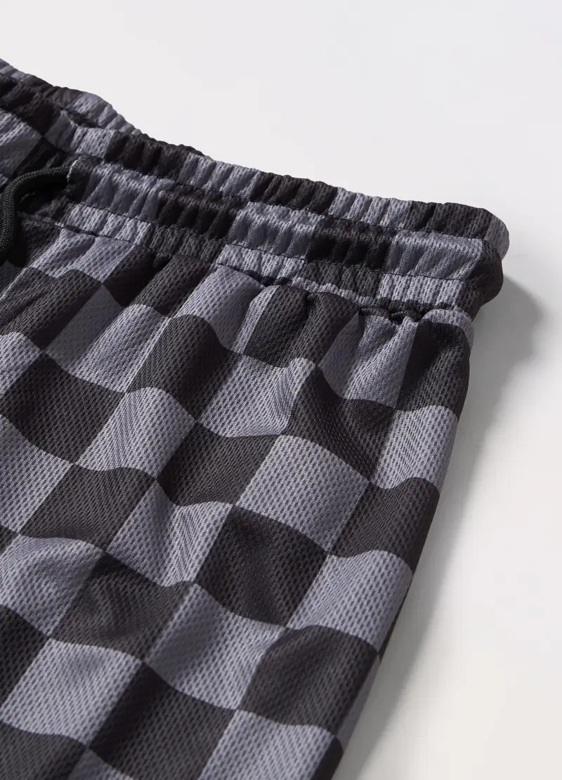 Shorts In Tessuto Mesh Con Stampa Ragazzo, Bambino, Nero/Grigio miniatura 2