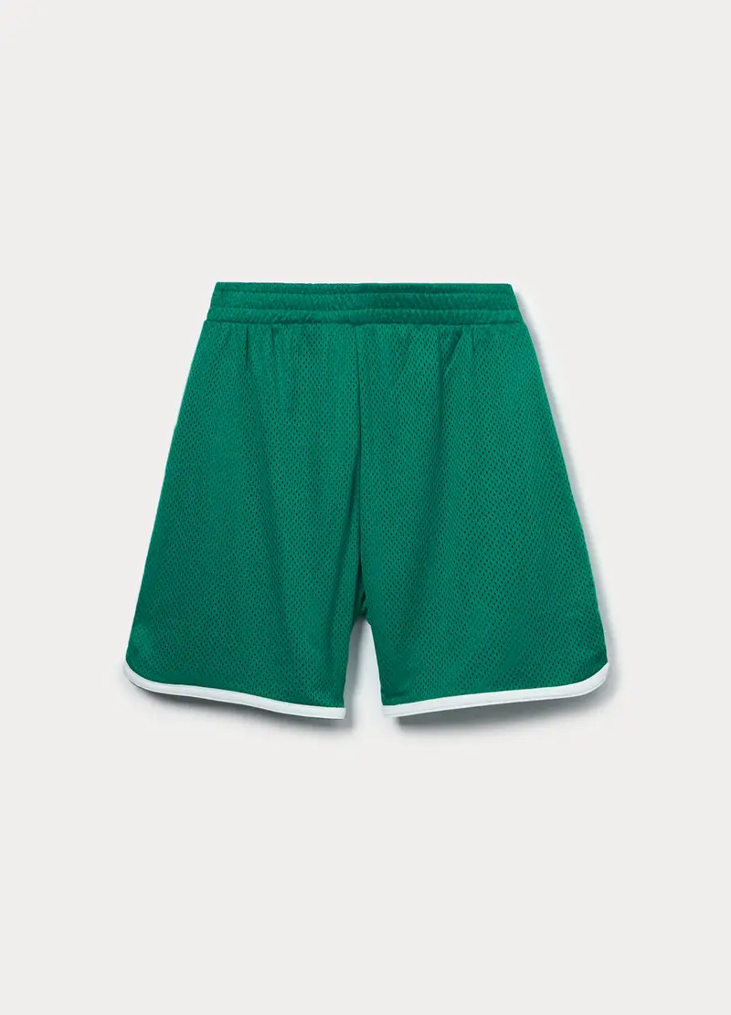 Shorts In Tessuto Mesh Ragazza, Bambina, Verde smeraldo miniatura 2