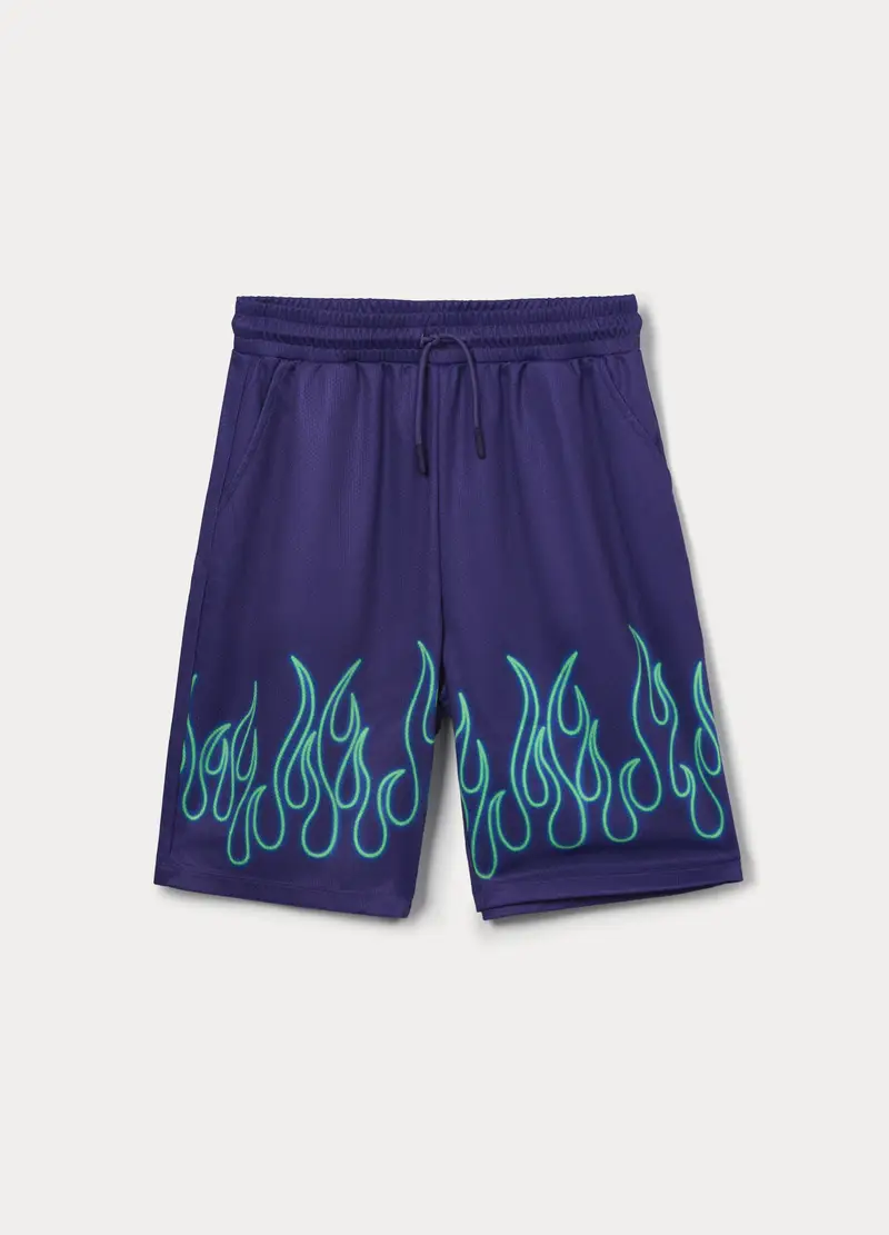 Shorts In Tessuto Mesh Ragazzo, Bambino, Viola scuro