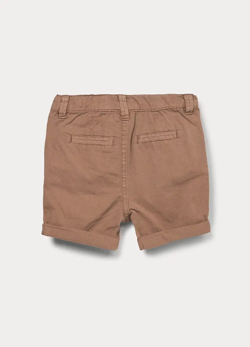 Shorts In Twill Di Puro Cotone Bimbo, Bambino, Marrone chiaro miniatura 2