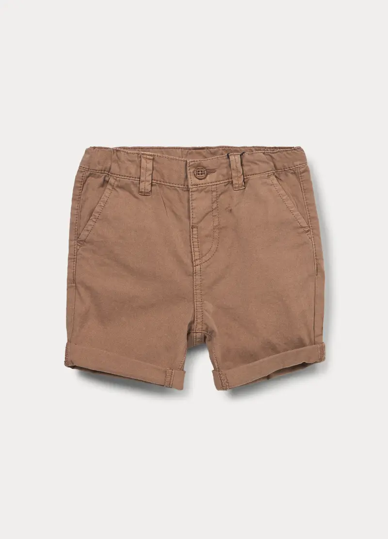 Shorts In Twill Di Puro Cotone Bimbo, Bambino, Marrone chiaro